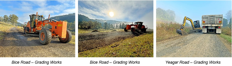 Grading works on gravel roads.