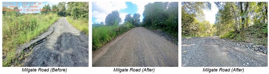 Works have commenced on Milgate Road involving road surface and drainage repairs.