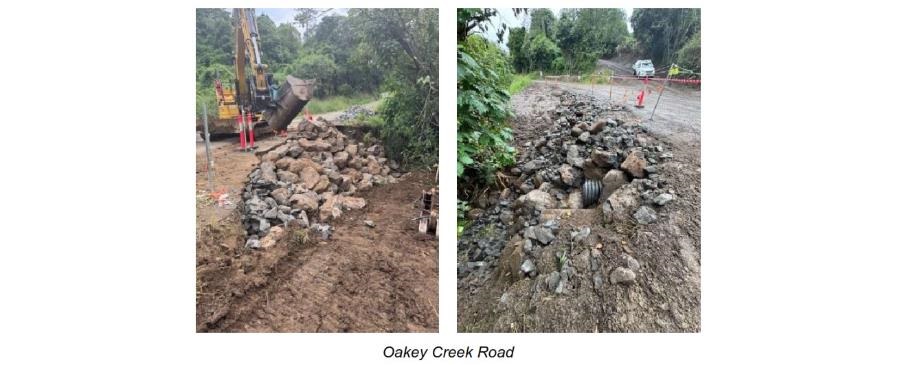 temporary works were completed at a landslip site along Oakey Creek Road