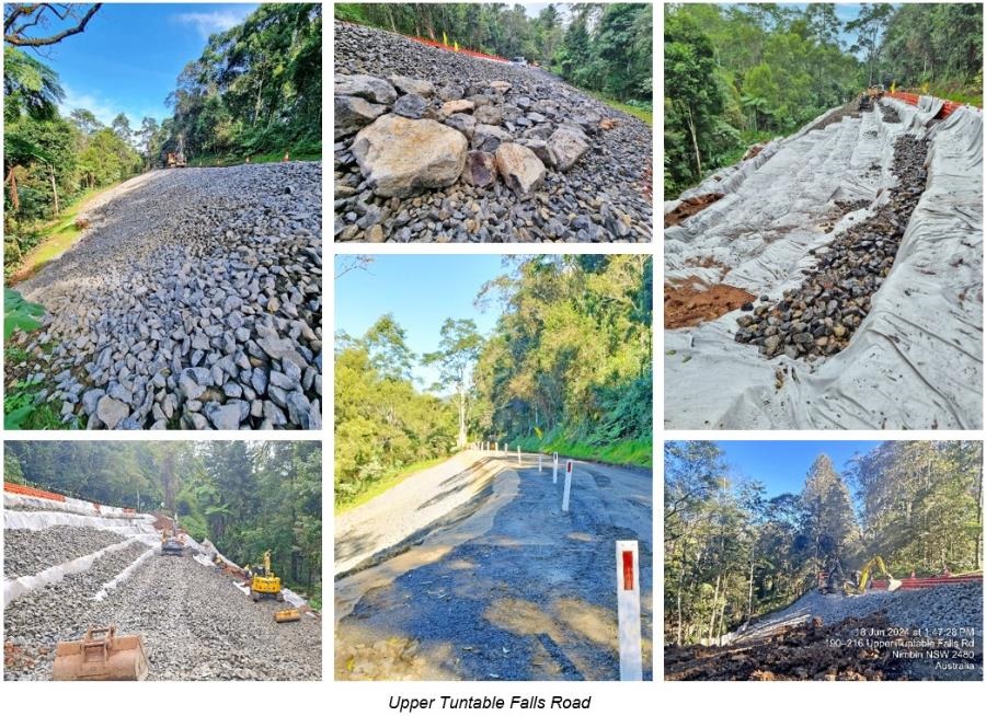 Landslip remediation works are nearing completion on Upper Tuntable Falls Road