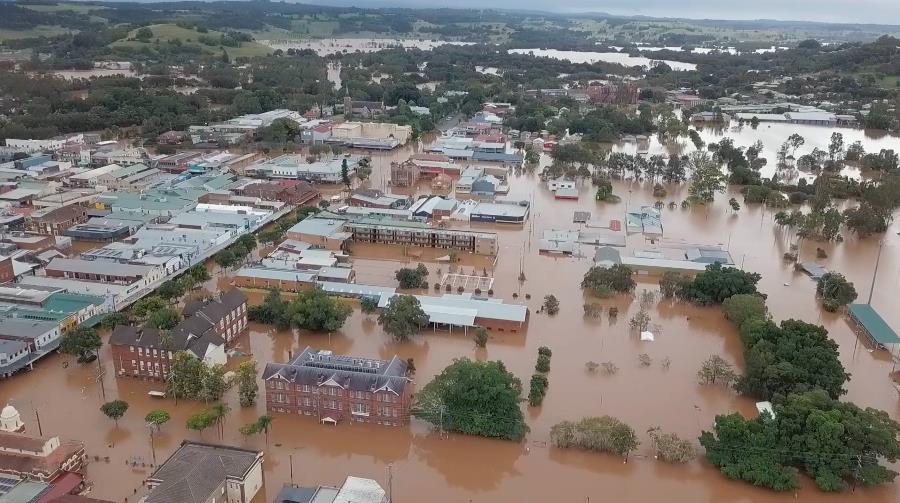 Lismore CBD under floodwater in 2022.