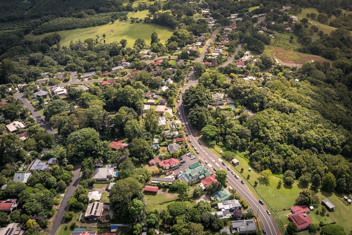 Aerial view of Clunes village  