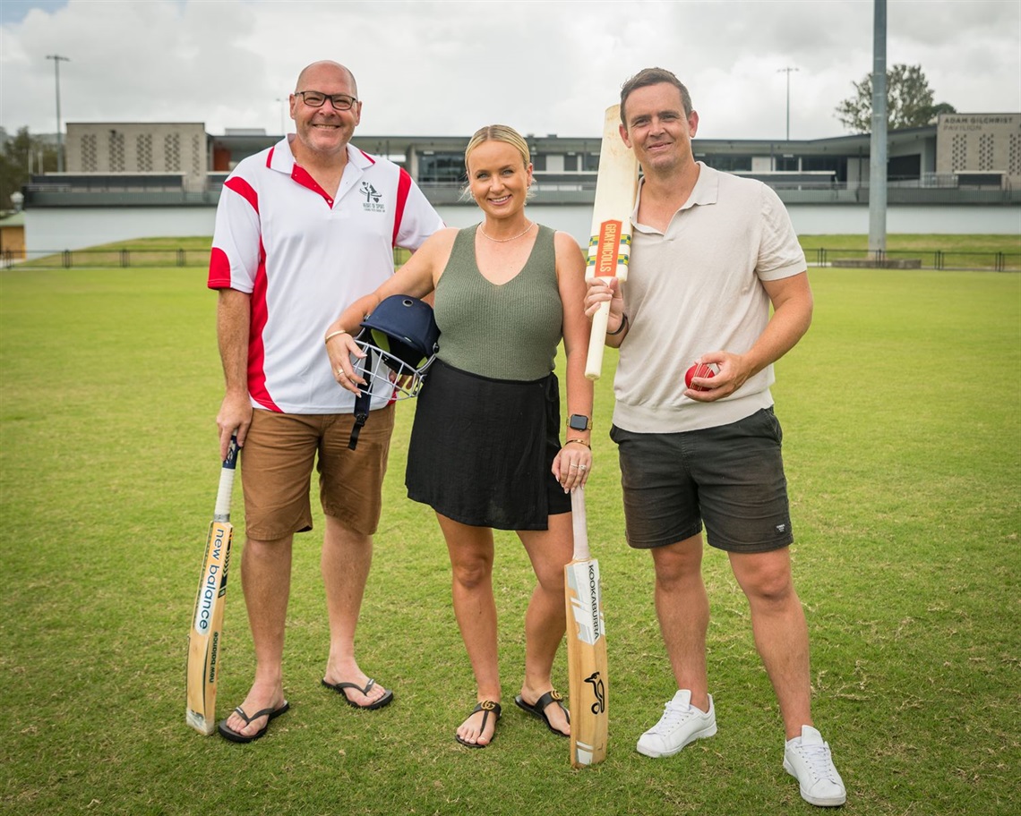 From left: Mayor Steve Krieg, Deputy Mayor Jeri Hall and Cricket Legend Steve O'Keefe. 