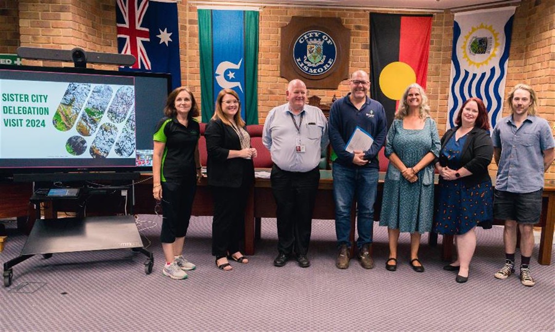 Members of the delegation with Cr Andrew Bing (third from left) Mayor Krieg, Cr Ekins.